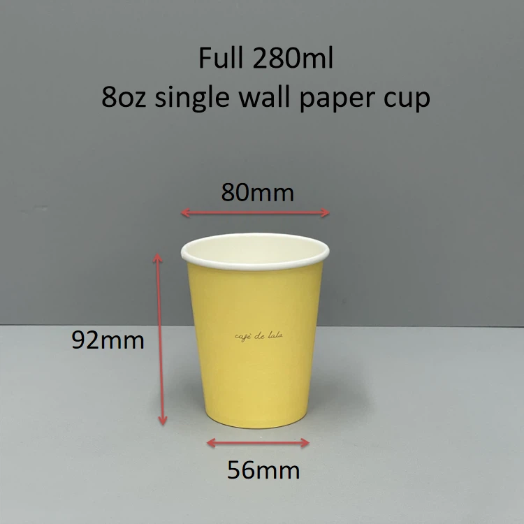 8 Oz Single Wall Paper Cups With Lid